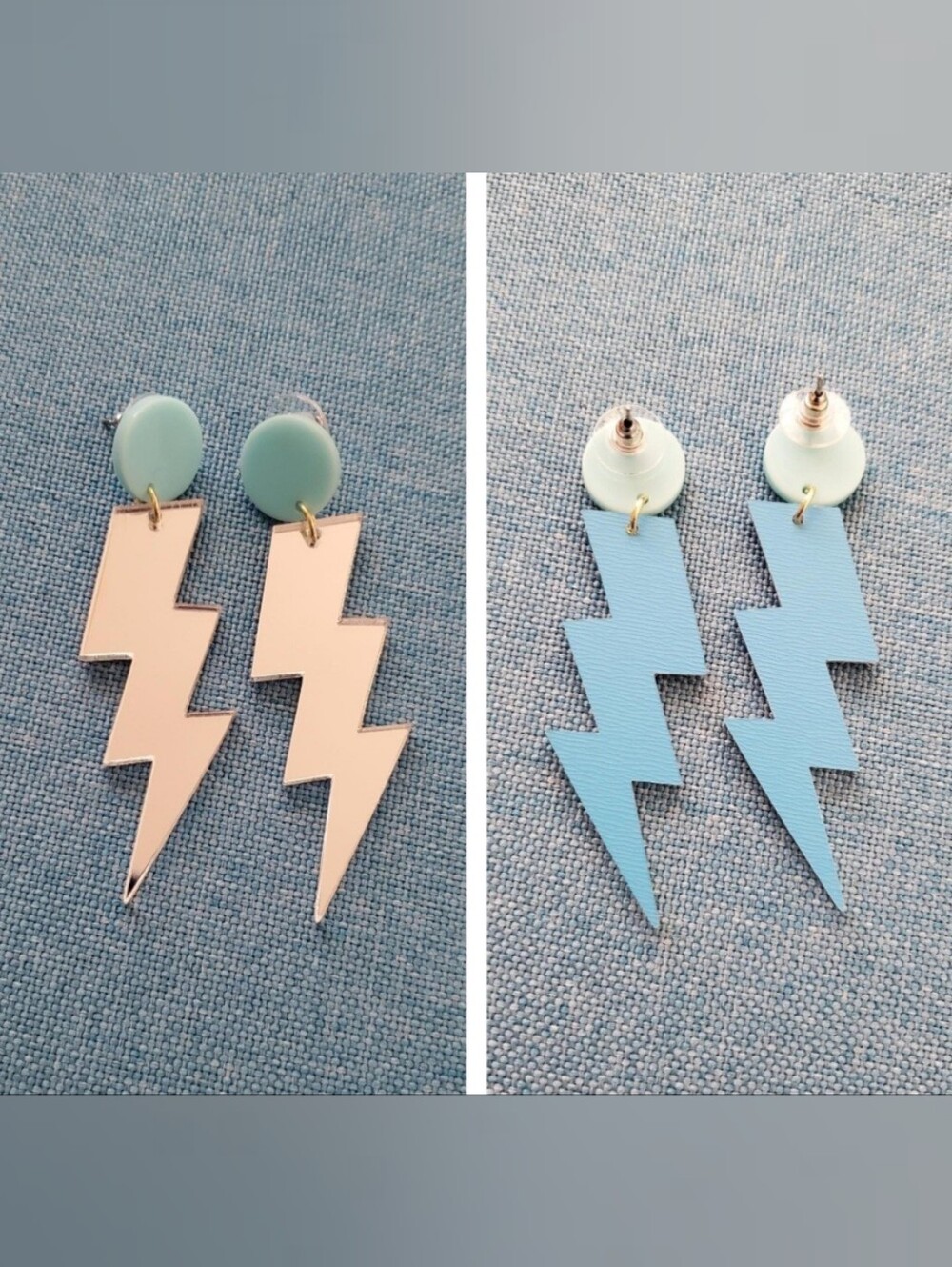 **SALE**Silver Or Gold Lightning Bolt Post Earrings